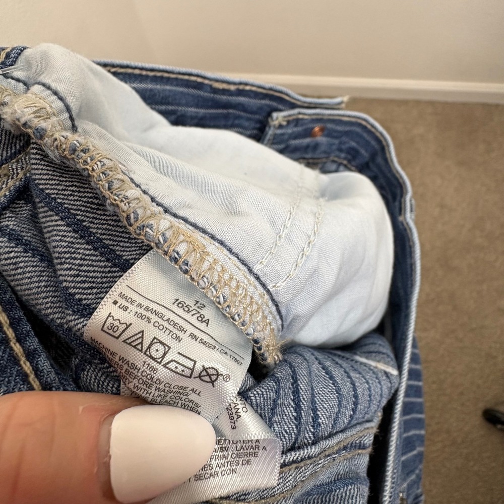 Old Navy Womens Pinstripe High Rise Rigid OG Loose Carpenter Jeans Blue Size 12 - Picture 10 of 10
